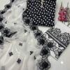 3PC Lawn Cotton Polka Dot Dress – Embroidered Trousers & Chiffon Dupatta with Cutwork - Image 2