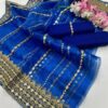 Unstitched 3-Piece Suit for Women – Kataan Silk Shirt & Trouser with Heavy Embroidered Organza Dupatta - Image 11