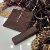 Unstitched 3-Piece Suit for Women – Kataan Silk Shirt & Trouser with Heavy Embroidered Organza Dupatta - Image 8