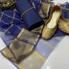 Fancy Unstitched Suit for Girls – Kataan Silk Shirt & Trouser with Organza Zari Dupatta and Golden Khussa - Image 8