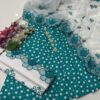 3PC Lawn Cotton Polka Dot Dress – Embroidered Trousers & Chiffon Dupatta with Cutwork - Image 4