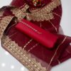 3-Piece Unstitched Dress for Women - Kataan Silk Shirt & Trouser with Organza Embroidered Dupatta and Neckline - Image 7
