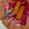 Elegant 3-Piece Unstitched Kataan Silk Dress with Organza Lining Work Dupatta - Image 8