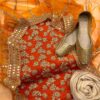 Unstitched Fancy Dress for Girls – Chiffon Shirt, Masoori Trouser, Organza Dupatta with Khussa - Image 4