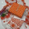 3PC Lawn Cotton Polka Dot Dress – Embroidered Trousers & Chiffon Dupatta with Cutwork - Image 6