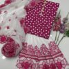 3PC Lawn Cotton Polka Dot Dress – Embroidered Trousers & Chiffon Dupatta with Cutwork - Image 7