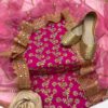 Unstitched Fancy Dress for Girls – Chiffon Shirt, Masoori Trouser, Organza Dupatta with Khussa - Image 3