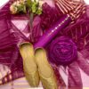 Fancy Unstitched Suit for Girls – Kataan Silk Shirt & Trouser with Organza Zari Dupatta and Golden Khussa - Image 5