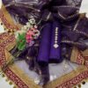 Elegant 3-Piece Unstitched Kataan Silk Dress with Organza Lining Work Dupatta - Image 10