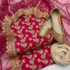 Unstitched Fancy Dress for Girls – Chiffon Shirt, Masoori Trouser, Organza Dupatta with Khussa - Image 2