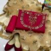 Elegant Unstitched 3-Piece Ladies Wedding Dress with Fancy Khussa – Kataan Mirror Work - Image 7