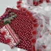 3PC Lawn Cotton Polka Dot Dress – Embroidered Trousers & Chiffon Dupatta with Cutwork - Image 8