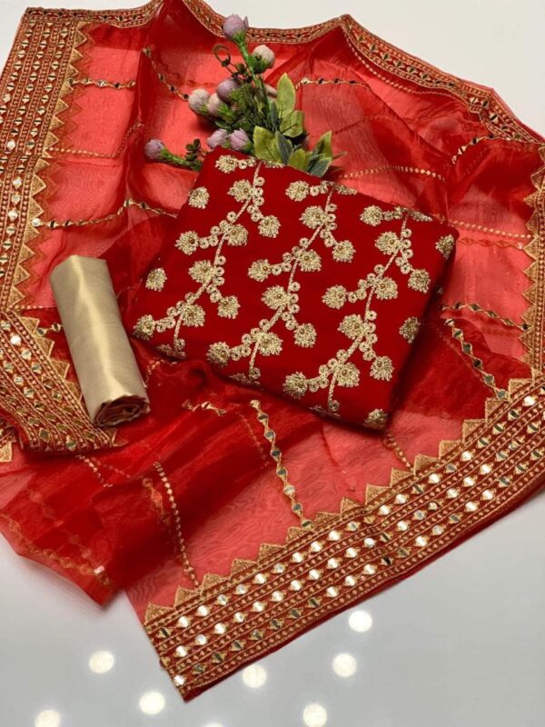 Crinkle Chiffon Wedding Dress for Girls – Pearl & Heavy Embroidery with Embroidered Organza Dupatta
