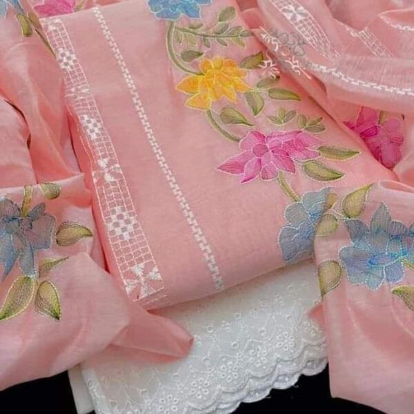 Paper Cotton Shirt, Skin Trouser & Paper Cotton Dupatta – 3-Piece Unstitched Dress