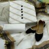 4-Piece Unstitched Wedding Dress for Women - Shamooz Silk Shirt, Kataan Silk Trouser, Organza Embroidered Dupatta & Fancy Khussa - Image 2