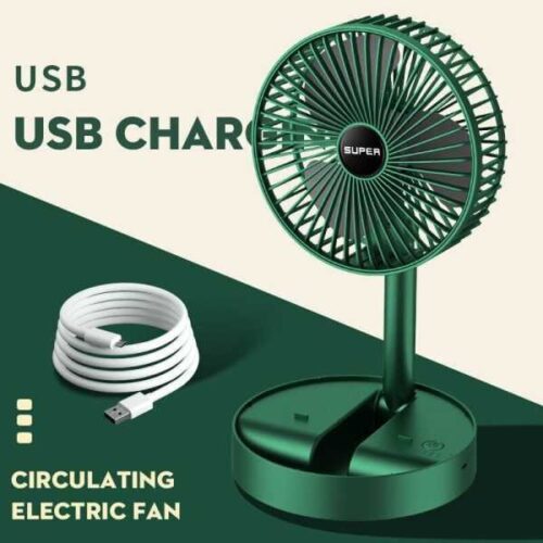 Portable Rechargeable USB Table Fan – Foldable, Silent, 3-Speed Adjustable Desk Fan