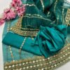 Unstitched 3-Piece Suit for Women – Kataan Silk Shirt & Trouser with Heavy Embroidered Organza Dupatta - Image 9